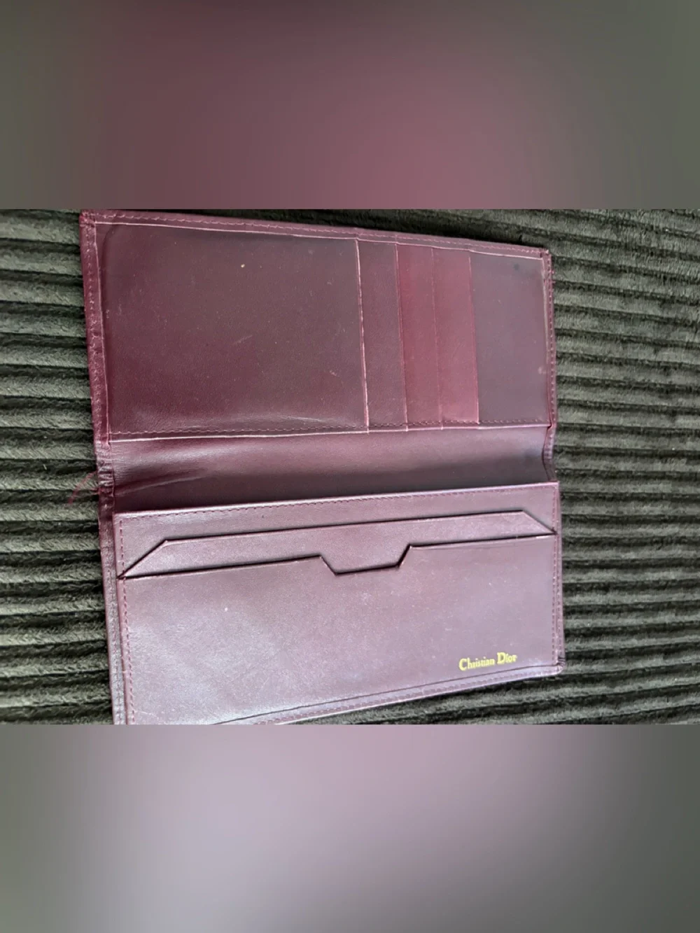 Vintage Christian Dior Burgundy Long Unisex Wallet Case